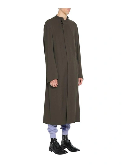 Shop Haider Ackermann Azurite Khaki Silk Jersey Coat In Verde