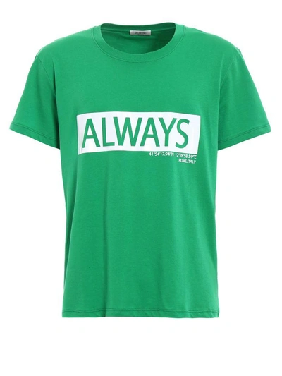Shop Valentino Always Lettering T-shirt In Field Green/white
