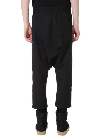 Shop Rick Owens Drawstring Cropped Black Cotton Pants