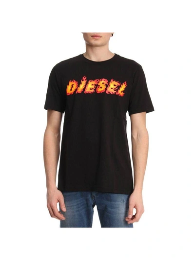 Diesel T-just-sh Flame Logo T-shirt - Black | ModeSens