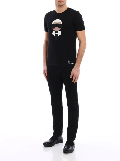 Shop Fendi T-shirt New Karlito In F0qablack