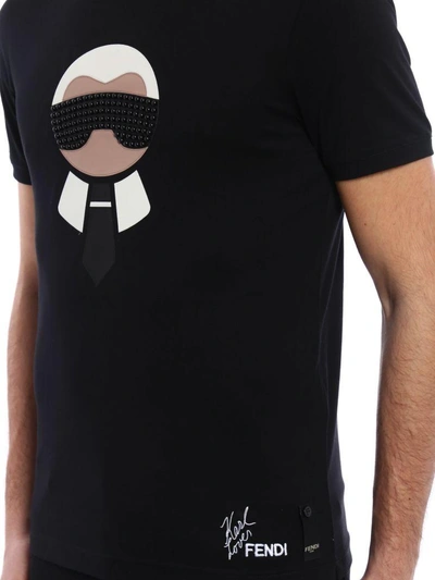 Shop Fendi T-shirt New Karlito In F0qablack