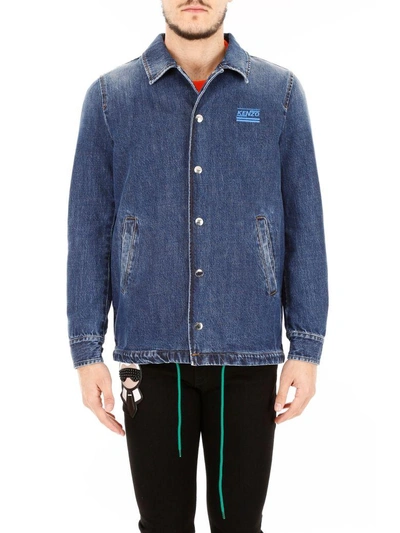 Shop Kenzo Denim Jacket In Bleu Marine (blue)