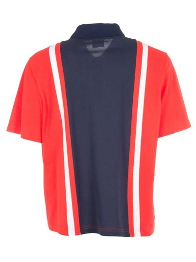 Shop Msgm Color Block Polo Shirt In Red Blue