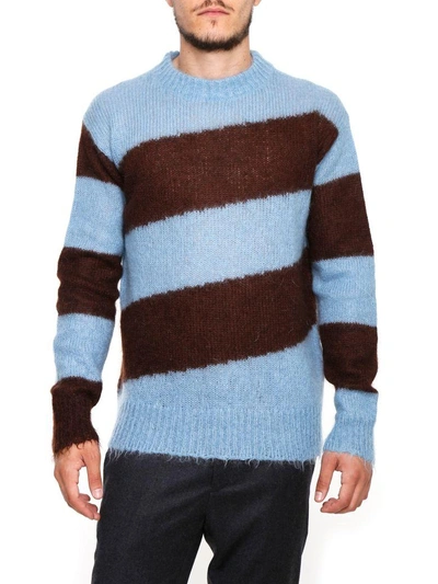 Shop Marni Striped Pull In Light Blue Brownblu