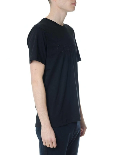 Shop Calvin Klein Black Cotton T-shirt With Logo