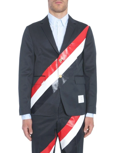 Shop Thom Browne Deconstructed Jacket In Blu