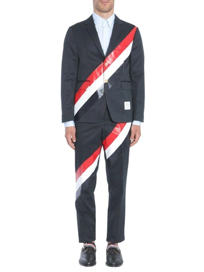 Shop Thom Browne Deconstructed Jacket In Blu