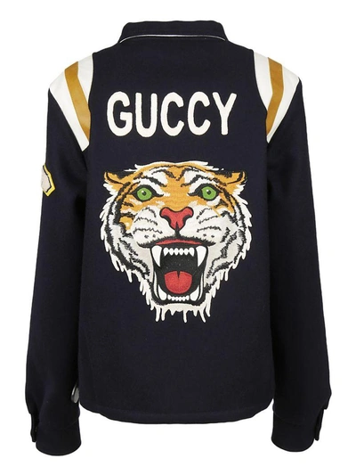 Shop Gucci Tiger Motif Bomber Jacket