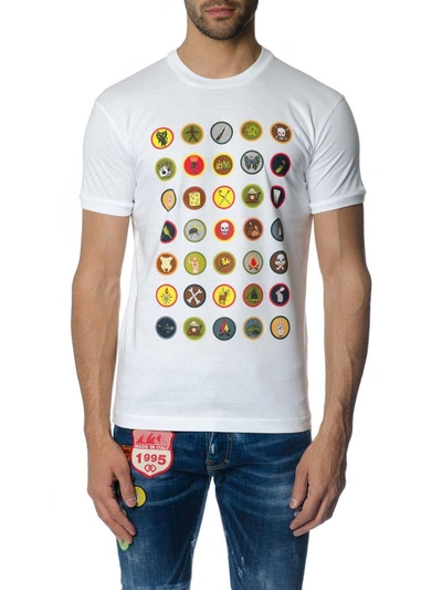 Shop Dsquared2 White Cotton T-shirt With Scout Stamps