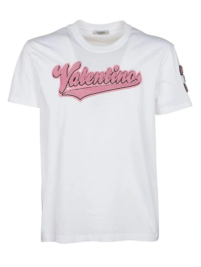 Shop Valentino Logo Applique T-shirt In 0bbianco