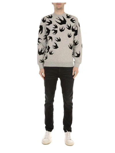 Shop Mcq By Alexander Mcqueen Swallow Swarm Sweatshirt In Mercury Melange