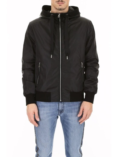 Shop Dolce & Gabbana Bomber With Hood In Nero (black)