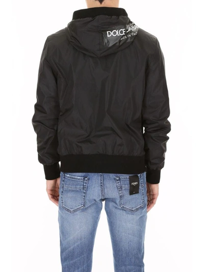Shop Dolce & Gabbana Bomber With Hood In Nero (black)