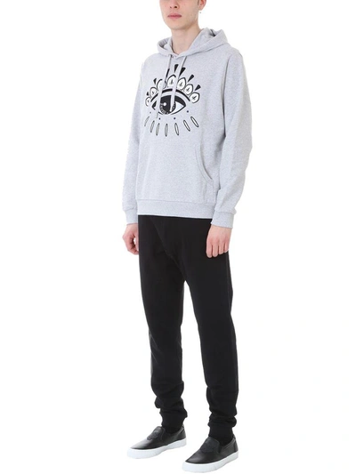 Shop Kenzo Eye Grey Cotton Hoodie