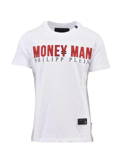 Philipp Plein Money Man T-shirt In White-red | ModeSens