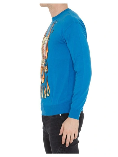 Shop Moschino Sweater In Light Blue