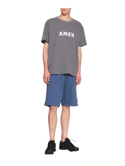 Shop Amen Logo Cotton T-shirt In Grigio