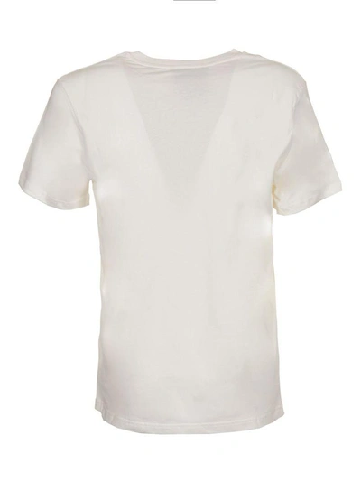 Shop Moschino Brand T-shirt In Bianco-nero