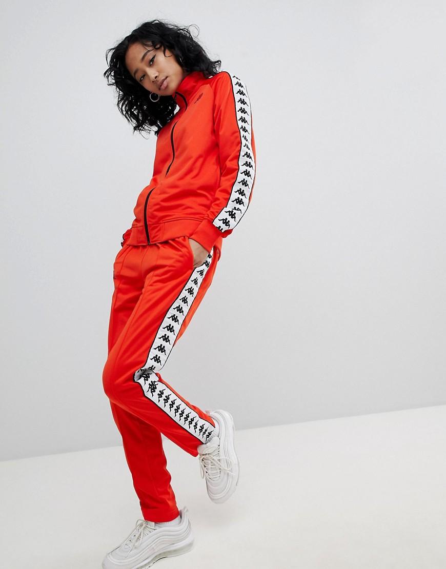 Kappa Slim Tracksuit Bottom Co-ord With Taping - Red ModeSens