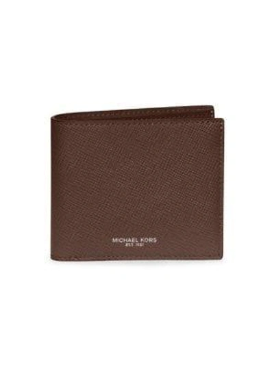 Shop Michael Kors Leather Billfold Wallet In Mocha