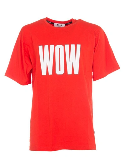 Shop Msgm Wow T-shirt In Red