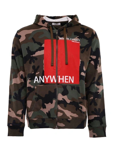 Shop Valentino Anywhen Hoodie In Camou Army Rosso (green)