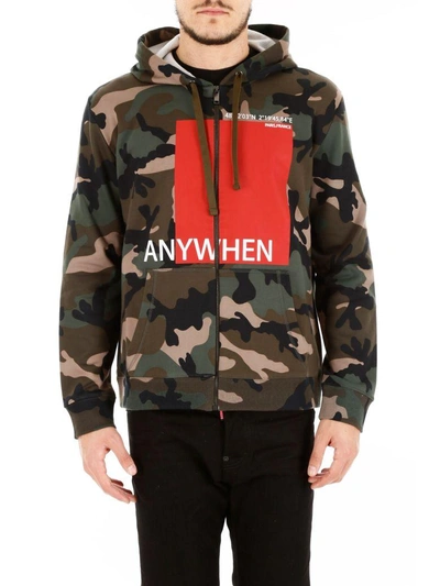 Shop Valentino Anywhen Hoodie In Camou Army Rosso (green)