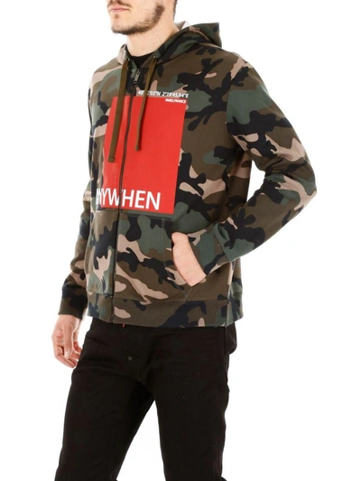 Shop Valentino Anywhen Hoodie In Camou Army Rosso (green)