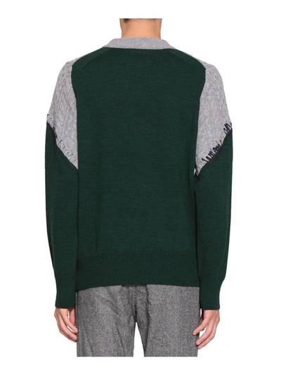 Shop Sacai Bicolor Wool Sweater In Verde