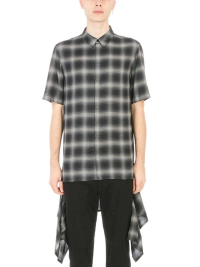 Shop Helmut Lang Zip Panel Grey-black Cotton Shirt