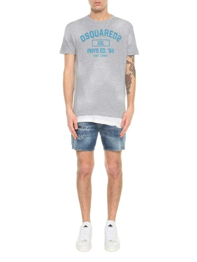 Shop Dsquared2 Slogan Distressed T-shirt In Grey