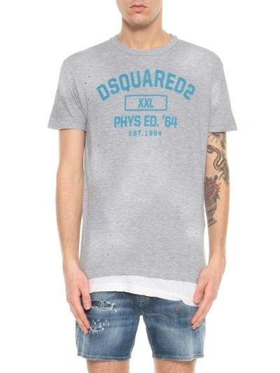 Shop Dsquared2 Slogan Distressed T-shirt In Grey