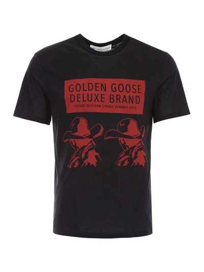Shop Golden Goose Printed T-shirt In Blacknero