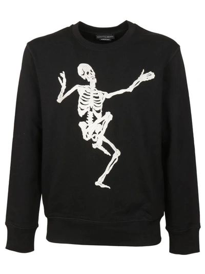 Shop Alexander Mcqueen Skeleton Embroidery Sweatshirt In Black Ivory