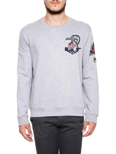Shop Valentino Jersey Sweatshirt With Embroidery In Grigio Melange|grigio
