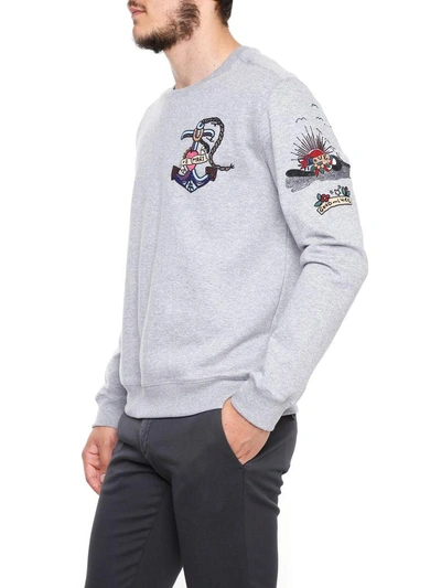 Shop Valentino Jersey Sweatshirt With Embroidery In Grigio Melange|grigio