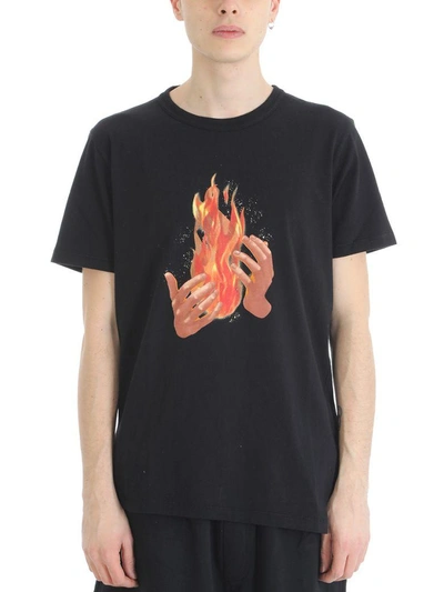 Shop Off-white Diag Fire Black Cotton T-shirt
