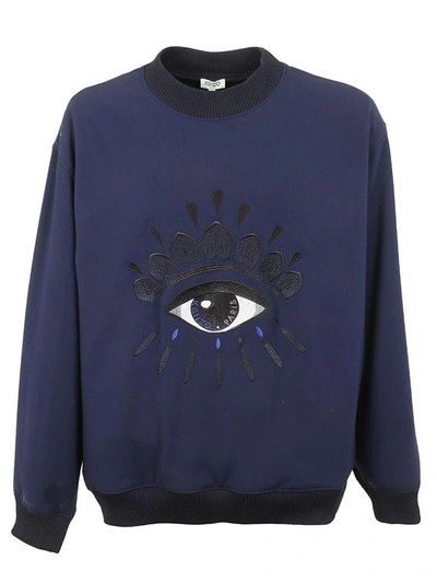Shop Kenzo Embroidered Eye Sweatshirt In Bleu Marine