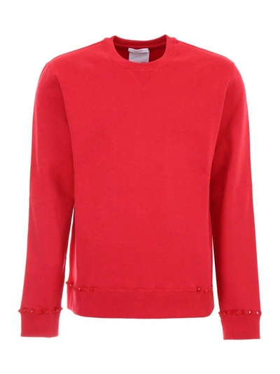 Shop Valentino Rockstud Untitlted Sweatshirt In Framboise Rosso (red)