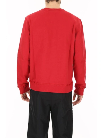 Shop Valentino Rockstud Untitlted Sweatshirt In Framboise Rosso (red)