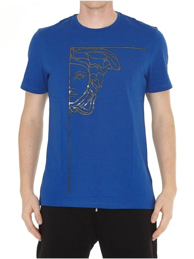 Shop Versace Medusa Tshirt In Royal Blue