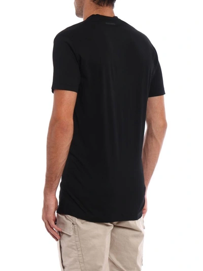 Shop Dsquared2 Tonal Printed Cotton T-shirt In Black