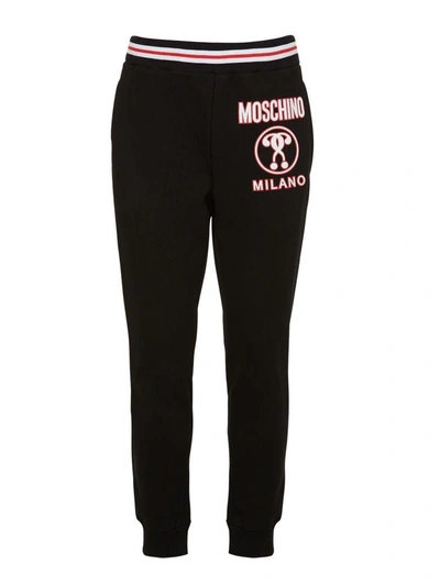 Shop Moschino Double Question Mark Track Pants In Nero Rosso Bianco