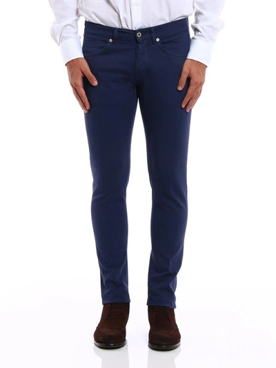 Shop Dondup George Skinny Fit Cotton Trousers In Blue