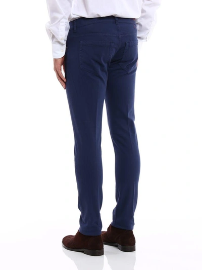 Shop Dondup George Skinny Fit Cotton Trousers In Blue