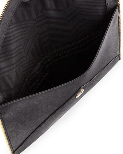 Shop Rebecca Minkoff Leo Saffiano Clutch Bag In Black