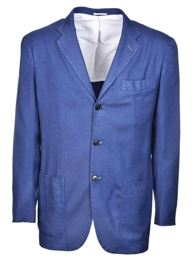 Shop Kiton Single Breasted Jacket In Blue