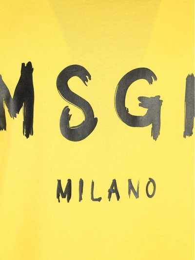 Shop Msgm Logo T-shirt In Yellow
