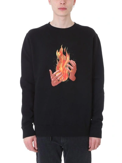 Shop Off-white Diag Fire Black Cotton Sweatshirt